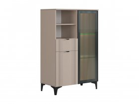 Комод 2 со стеклом Рич (кашемир/фрапучино матовый/черный) в Канске - kansk.mebel-nsk.ru | фото