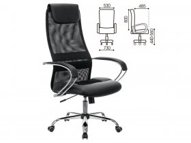 Кресло офисное BRABIX PREMIUM Stalker EX-608 CH, хром, ткань-сетка/кожзам, черное в Канске - kansk.mebel-nsk.ru | фото