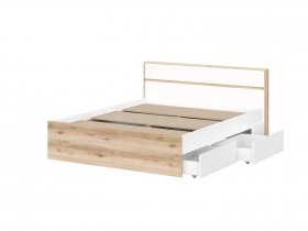 Кровать двуспальная 1,6м Брауни (дуб делано/белый) в Канске - kansk.mebel-nsk.ru | фото