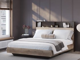 Кровать двуспальная 1,6м КР-16 Энигма (венге/дуб каньон) в Канске - kansk.mebel-nsk.ru | фото
