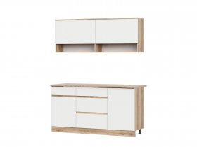 Кухонный гарнитур 1,6м Брауни (дуб делано/белый) в Канске - kansk.mebel-nsk.ru | фото