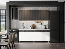 Кухонный гарнитур София (2,0м) (бланж/графит матовый) в Канске - kansk.mebel-nsk.ru | фото