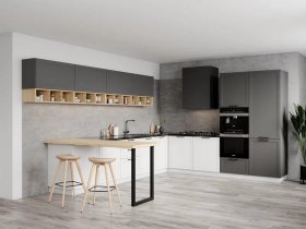 Модульная кухня Перо 3,0м*3,2м (смоки/баунти) в Канске - kansk.mebel-nsk.ru | фото