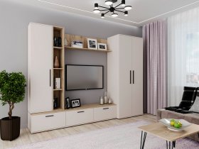 Модульная стенка Верона (сатин/дуб крафт серый) в Канске - kansk.mebel-nsk.ru | фото