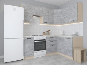 Модульная угловая кухня 1,4м*2,1м Лада (цемент) в Канске - kansk.mebel-nsk.ru | фото