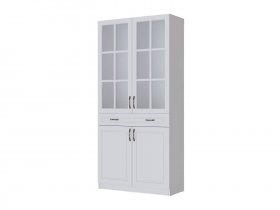 Шкаф-витрина Апполия гостиная (белый/белый дуб) в Канске - kansk.mebel-nsk.ru | фото