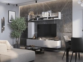 Стенка 2000 Квинта (белый лофт/софт айс/белый) в Канске - kansk.mebel-nsk.ru | фото