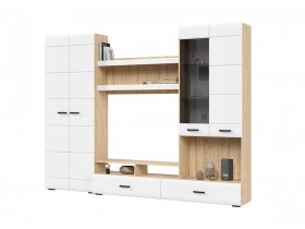 Стенка ГС-01 Либерти (дуб сонома/белый глянец) в Канске - kansk.mebel-nsk.ru | фото