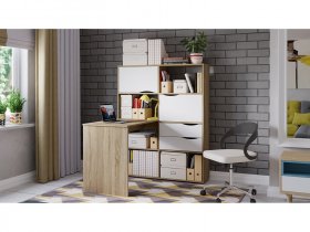 Стол письменный тип 7 (дуб сонома/белый ясень) в Канске - kansk.mebel-nsk.ru | фото