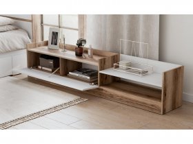 Тумба под ТВ Брауни (дуб делано/белый) в Канске - kansk.mebel-nsk.ru | фото