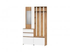 Вешалка с зеркалом Некст-1 (дуб золотой/белый шагрень) в Канске - kansk.mebel-nsk.ru | фото